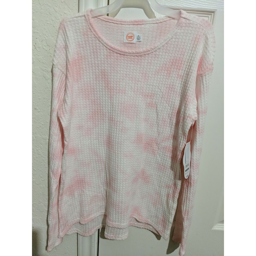 Wonder Nation Girls Thermal Lightweight  Lt Pink Tie Dye Top Sz  XL 14-16
